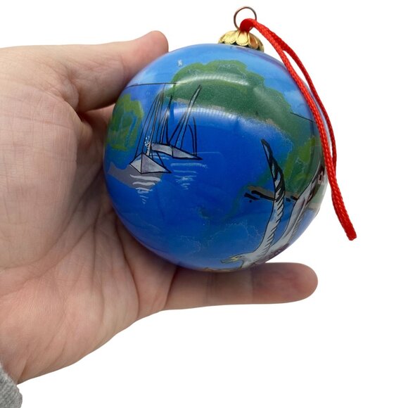 Li Bien Seaside Nautical Glass Christmas ornament Seaside town Maine Boston - Picture 6 of 12